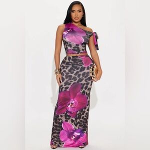 On The Prowl Leopard Skirt Set - Brown Combo